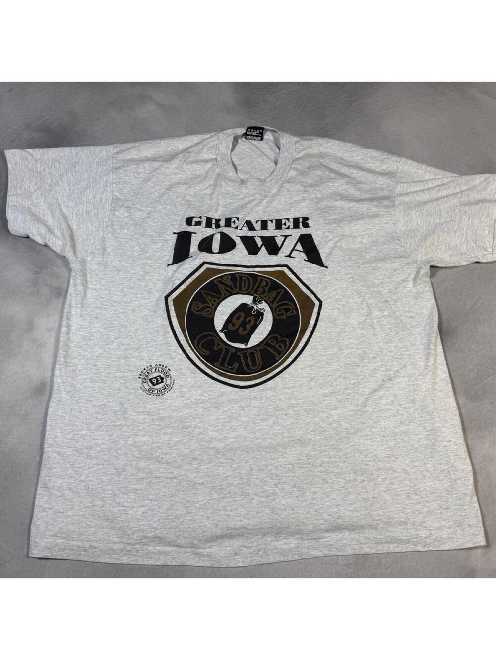 Vintage 1993 Great Flood of Iowa Sandbag Club T Shirt XXL Made in USA